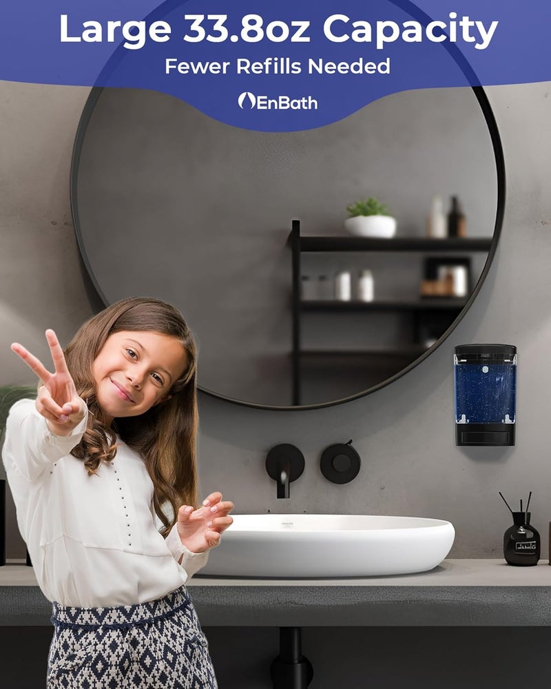 EnBath Commercial Soap Dispenser Wall Mount for Bathroom (2-Pack), Wall Mounted Hand Soap/Sanitizer Dispenser for Home or Business (Black), by - Image 3